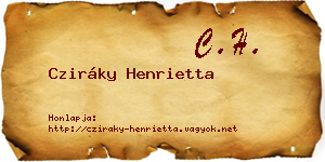 Cziráky Henrietta névjegykártya